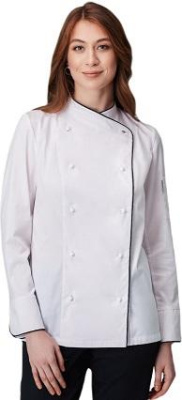 Поварской китель женский SHEF, с кантом, двубортный, застежка на пукли, дл. рукав с манжетами