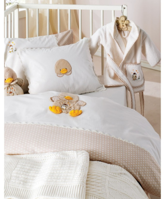 КПБ детский Утенок, вышитый, сероват-белый