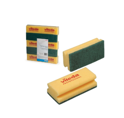 Губка  70х 95мм 10шт/упак Vileda зеленый абразив (125604/125603)
