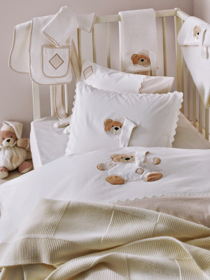 КПБ детский Мишка, вышитый, серовато-белый