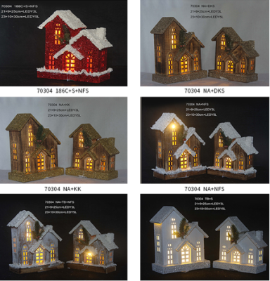 wooden house with LED, 6 colors available. color code: 186C+S+NFS; NA+DKS; NA+KK; NA+NFS; NA+TB+NFS;TB+S
