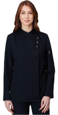 Поварской китель женский TOMAS, двубортный с потайной застежкой на кнопки и 3-мя сквозными кнопками, дл. рукав 2