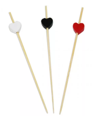 Пика деревянная для канапе Сердца разноцветные (пластик)  9см Complement 100шт/упак