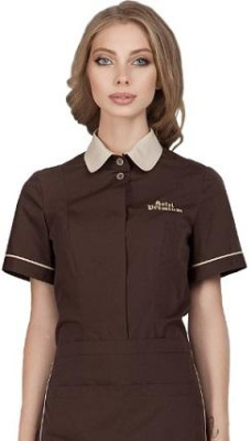 Блузка женская LIMA, потайная застежка, короткий рукав, съемный воротник в комплекте 