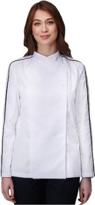 Поварской китель женский JACSON, с кантом по плечу и рукаву, двубортный с потайной застежкой на кнопки, дл. рукав без манжеты 2