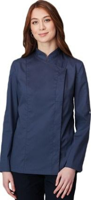 Поварской китель женский LINCOLN, со смещенной потайной застежкой. Дл. рукав со штрипкой. Средняя часть спинки из сетки